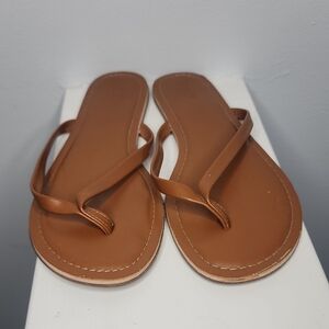 J Crew Brown Leather Sandals with Thong Straps Size 9